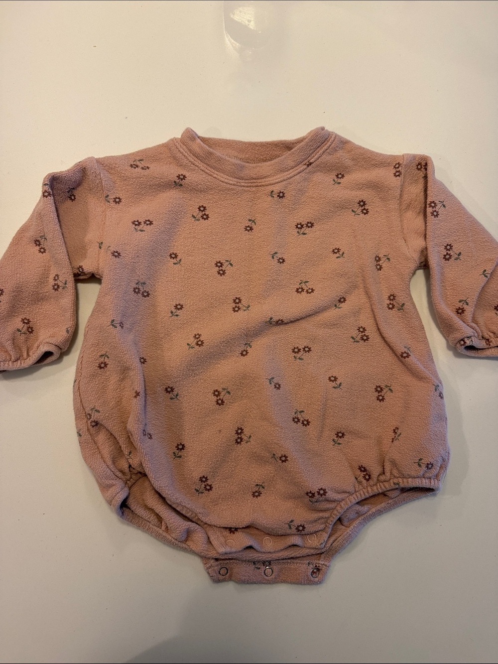 Pink Floral Kids One-Piece Long Sleeve Bodysuit